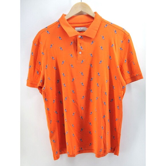 Arturo Calle Tucan Bird Polo Orange Print All‎ Over Shirt Large - Picture 1 of 7
